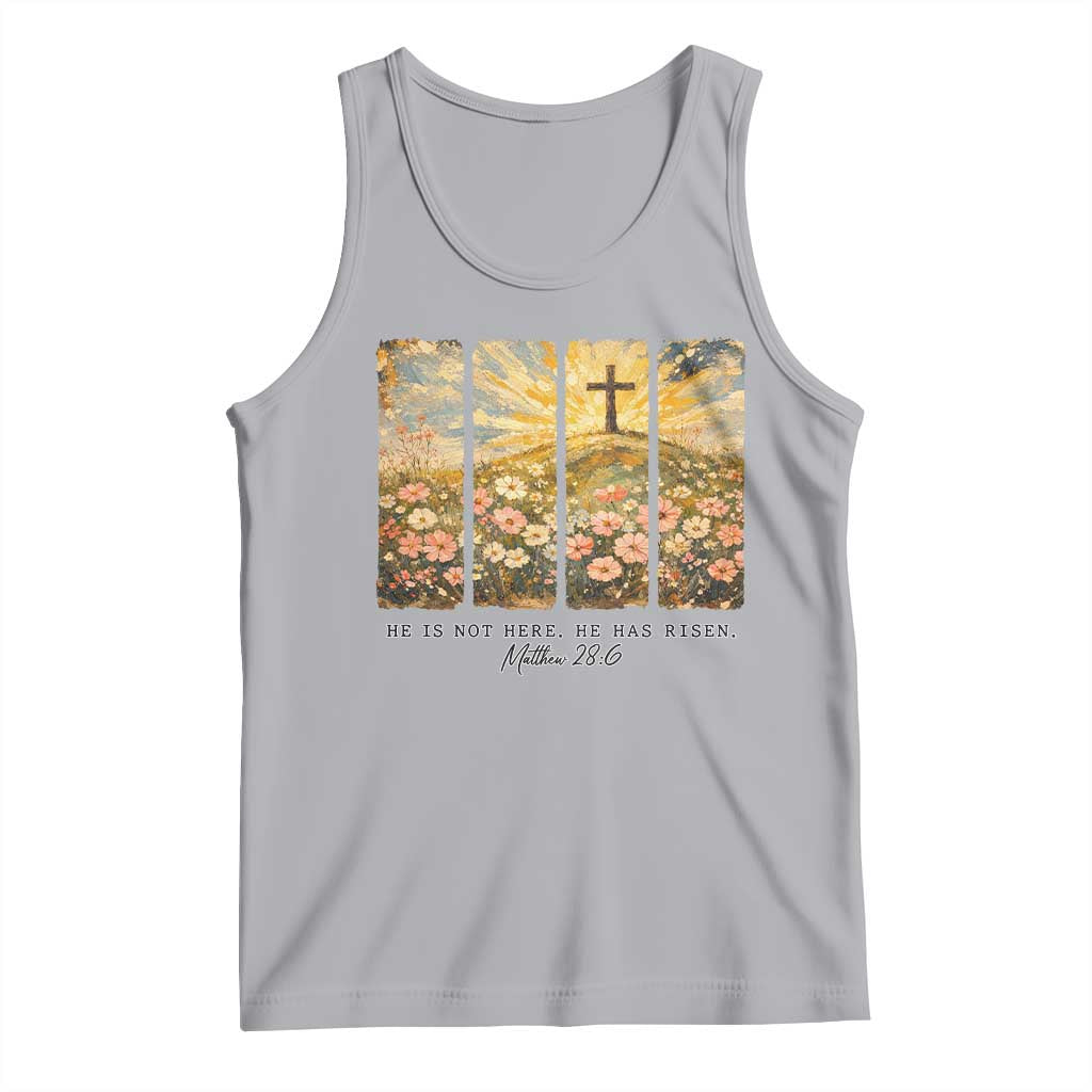 He Is Not Here He Is Risen Tank Top Christian Easter Bible Verse TS14 Athletic Heather Print Your Wear
