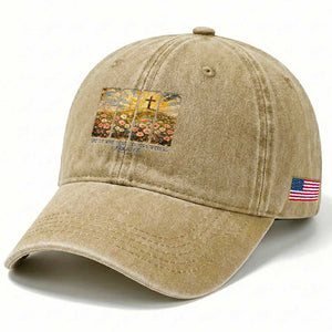 He Is Not Here He Is Risen Washed Cotton Baseball Cap Christian Easter Bible Verse TS14 Print Your Wear