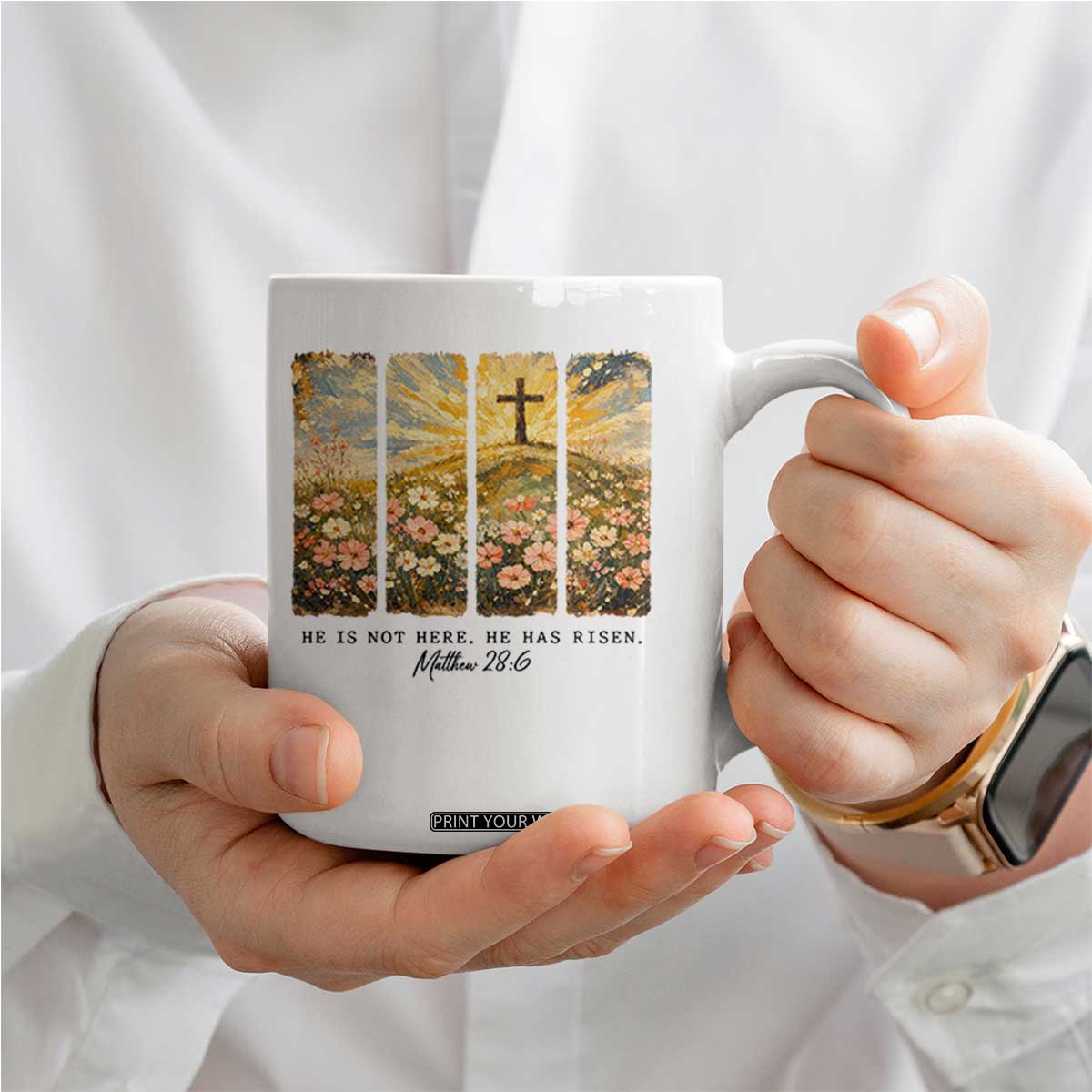 He Is Not Here He Is Risen Coffee Mug Christian Easter Bible Verse TS14 Print Your Wear