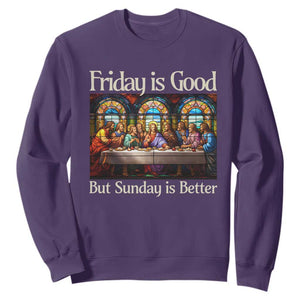 Christian Easter Sweatshirt Friday is Good Sunday is Better TS14 Purple Print Your Wear