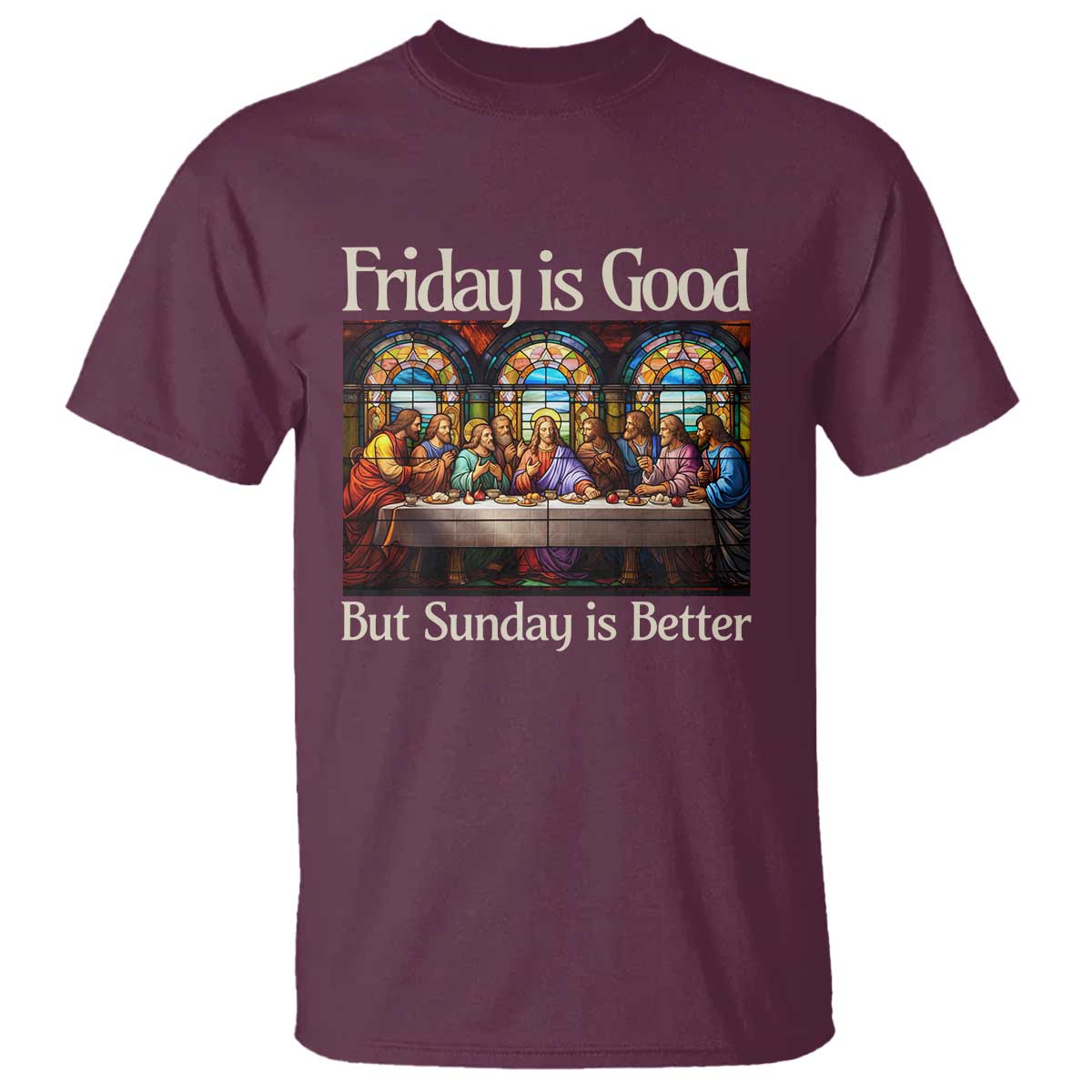 Christian Easter T Shirt Friday is Good Sunday is Better TS14 Maroon Print Your Wear