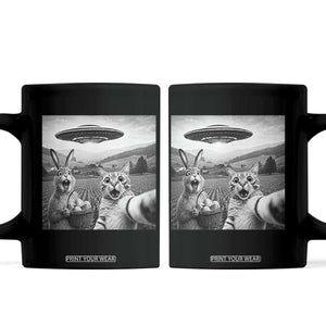 Funny Easter Coffee Mug Christian Cat Selfie Bunny Meme TS14 Black Print Your Wear