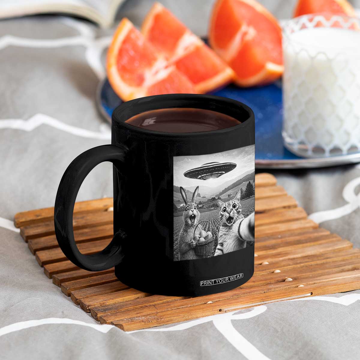 Funny Easter Coffee Mug Christian Cat Selfie Bunny Meme TS14 Print Your Wear