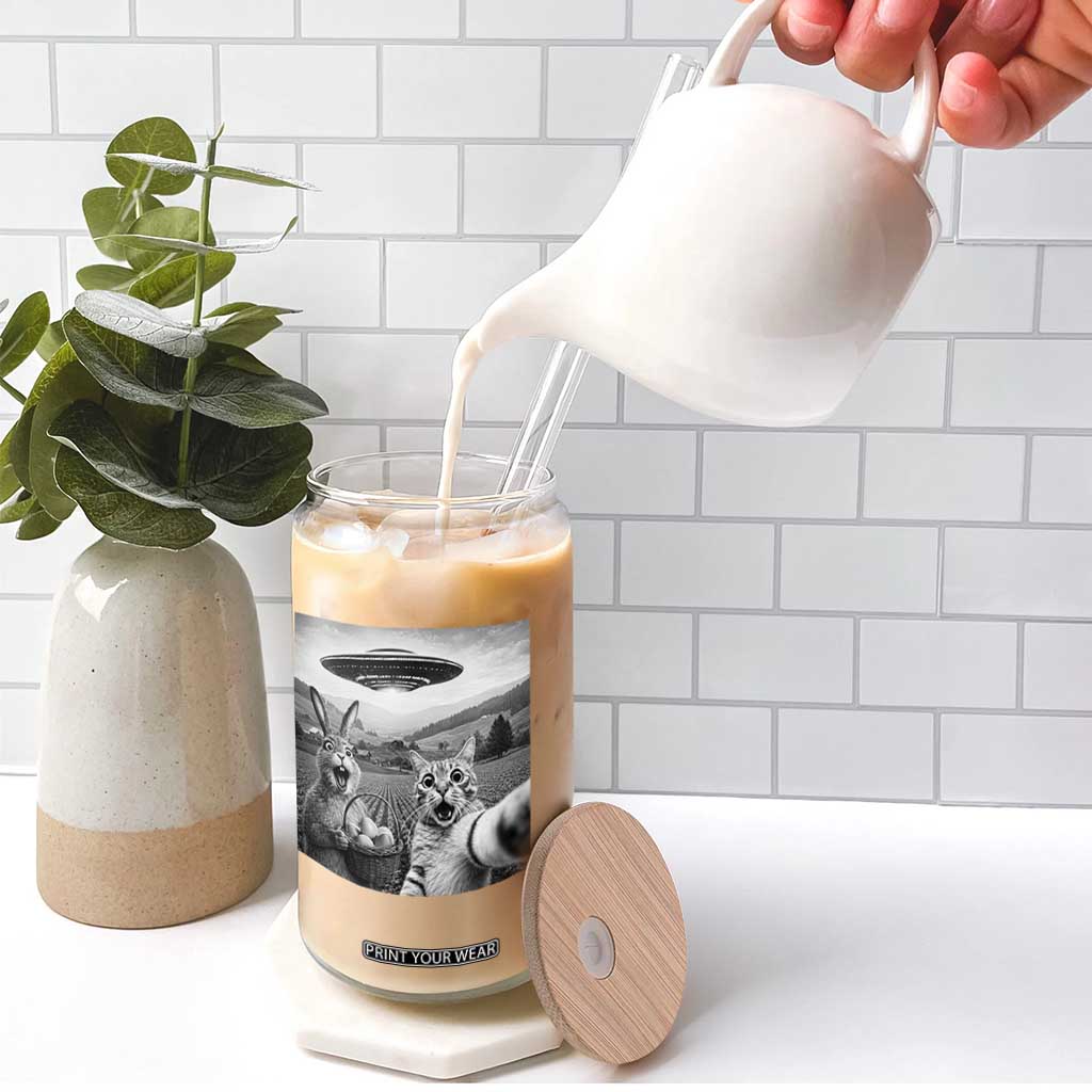 Funny Easter Glass Can Christian Cat Selfie Bunny Meme TS14 Print Your Wear