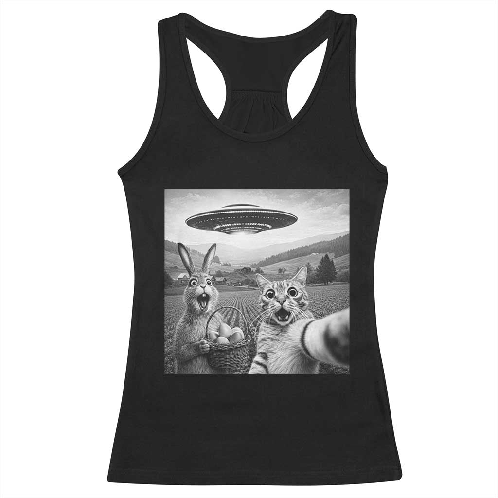 Funny Easter Racerback Tank Top Christian Cat Selfie Bunny Meme TS14 Black Print Your Wear