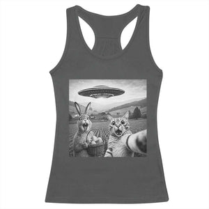 Funny Easter Racerback Tank Top Christian Cat Selfie Bunny Meme TS14 Dark Heather Print Your Wear