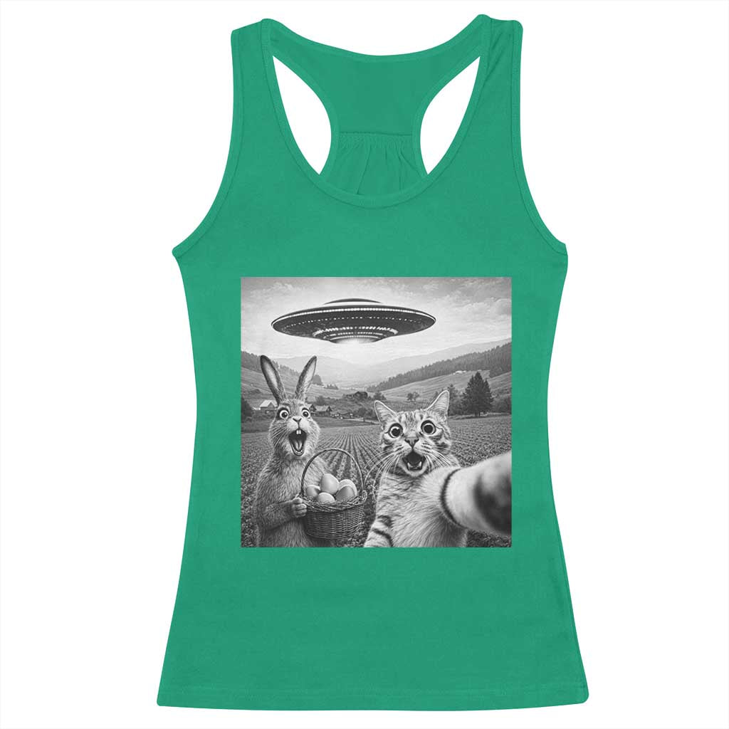 Funny Easter Racerback Tank Top Christian Cat Selfie Bunny Meme TS14 Irish Green Print Your Wear