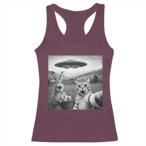 Funny Easter Racerback Tank Top Christian Cat Selfie Bunny Meme TS14 Maroon Print Your Wear