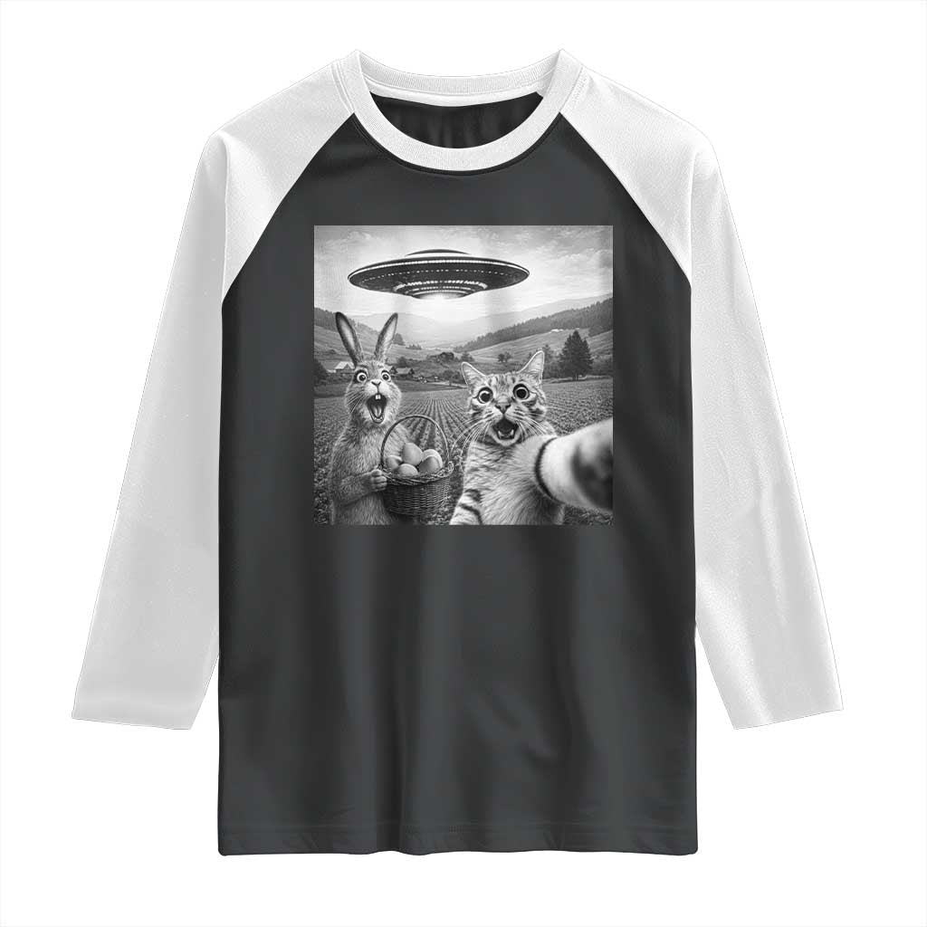 Funny Easter Raglan Shirt Christian Cat Selfie Bunny Meme TS14 Black White Print Your Wear