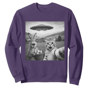 Funny Easter Sweatshirt Christian Cat Selfie Bunny Meme TS14 Purple Print Your Wear
