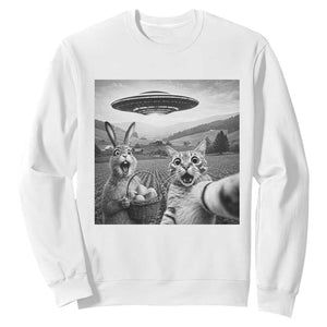 Funny Easter Sweatshirt Christian Cat Selfie Bunny Meme TS14 White Print Your Wear