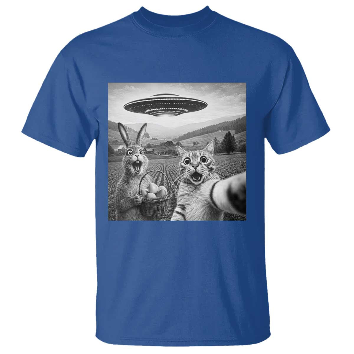 Funny Easter T Shirt Christian Cat Selfie Bunny Meme TS14 Royal Blue Print Your Wear