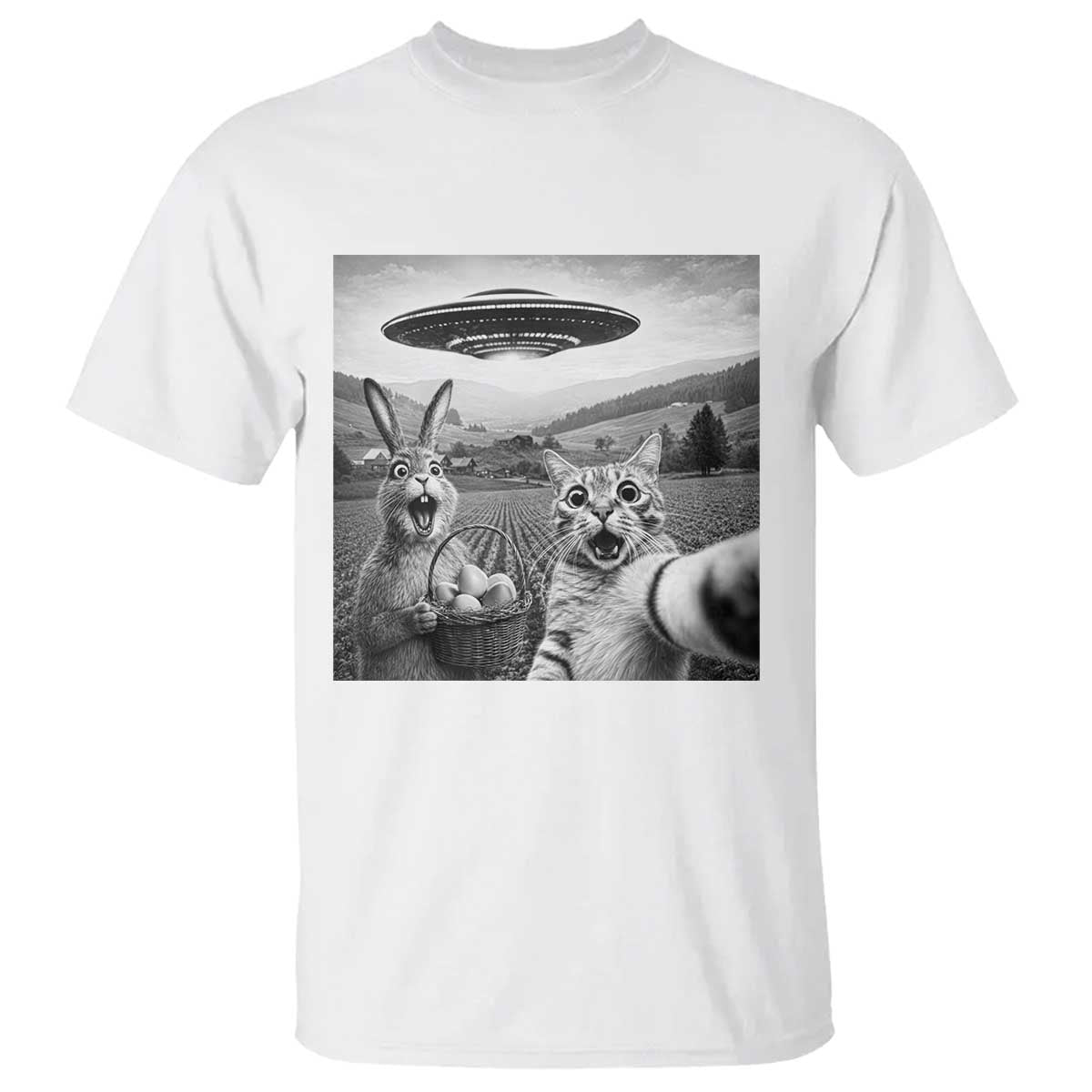 Funny Easter T Shirt Christian Cat Selfie Bunny Meme TS14 White Print Your Wear