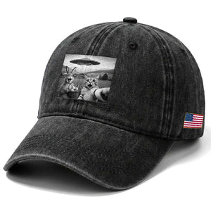 Funny Easter Washed Cotton Baseball Cap Christian Cat Selfie Bunny Meme TS14 Print Your Wear