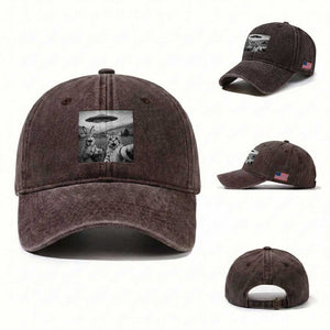 Funny Easter Washed Cotton Baseball Cap Christian Cat Selfie Bunny Meme TS14 Washed Cap Universal Fit Dark Brown Print Your Wear