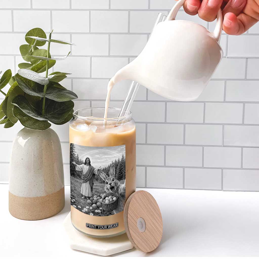 Funny Easter Jesus Glass Can Christian Jesus Bunny Selfie Religious TS14 Print Your Wear