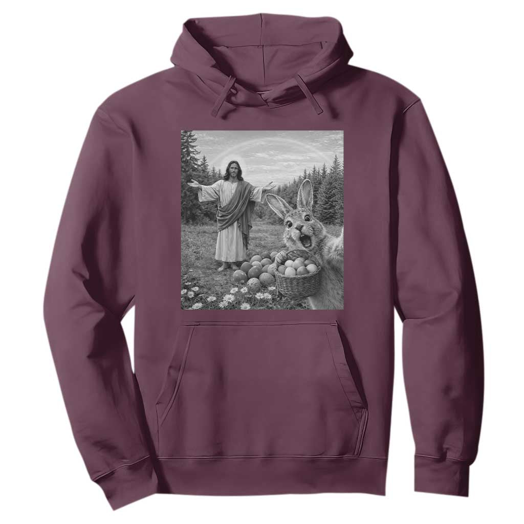 Funny Easter Jesus Hoodie Christian Jesus Bunny Selfie Religious TS14 Maroon Print Your Wear
