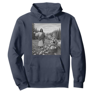 Funny Easter Jesus Hoodie Christian Jesus Bunny Selfie Religious TS14 Navy Print Your Wear