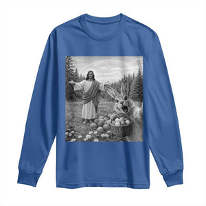 Funny Easter Jesus Long Sleeve Shirt Christian Jesus Bunny Selfie Religious TS14 Royal Blue Print Your Wear