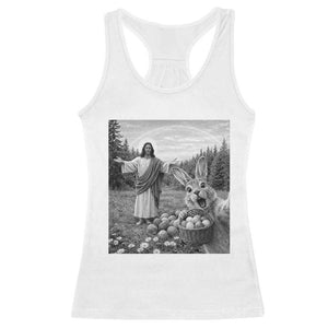 Funny Easter Jesus Racerback Tank Top Christian Jesus Bunny Selfie Religious TS14 White Print Your Wear