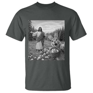 Funny Easter Jesus T Shirt Christian Jesus Bunny Selfie Religious TS14 Dark Heather Print Your Wear