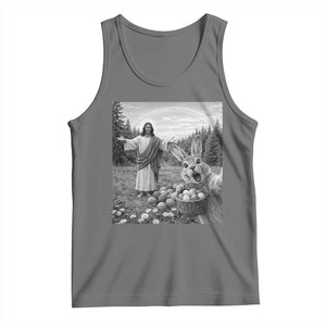Funny Easter Jesus Tank Top Christian Jesus Bunny Selfie Religious TS14 Black Heather Print Your Wear