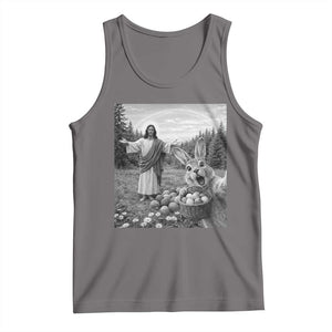 Funny Easter Jesus Tank Top Christian Jesus Bunny Selfie Religious TS14 Deep Heather Print Your Wear