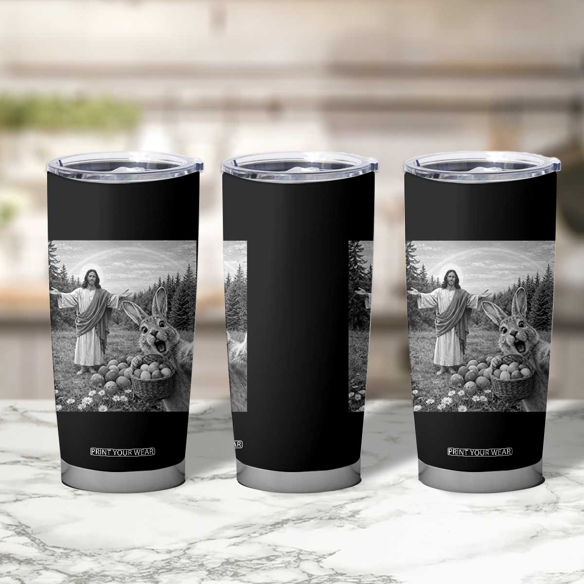 Funny Easter Jesus Tumbler Cup Christian Jesus Bunny Selfie Religious TS14 Print Your Wear