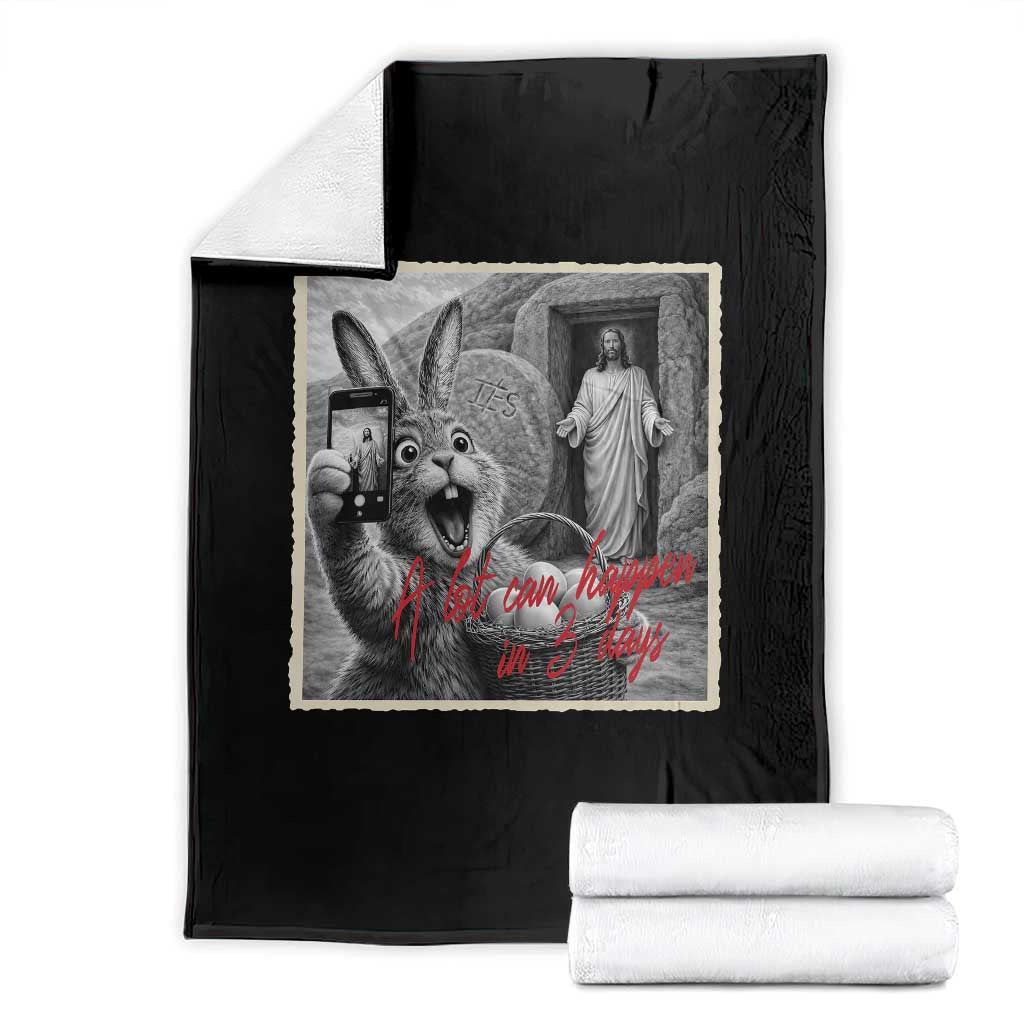 Funny Easter Jesus Throw Blanket Christian Jesus Come Back Bunny Selfie TS14 Black Print Your Wear