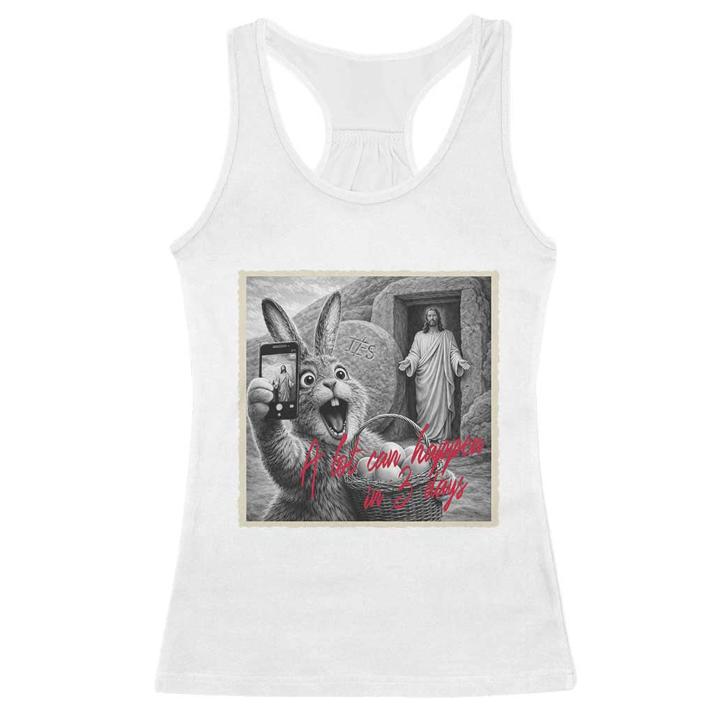 Funny Easter Jesus Racerback Tank Top Christian Jesus Come Back Bunny Selfie TS14 White Print Your Wear