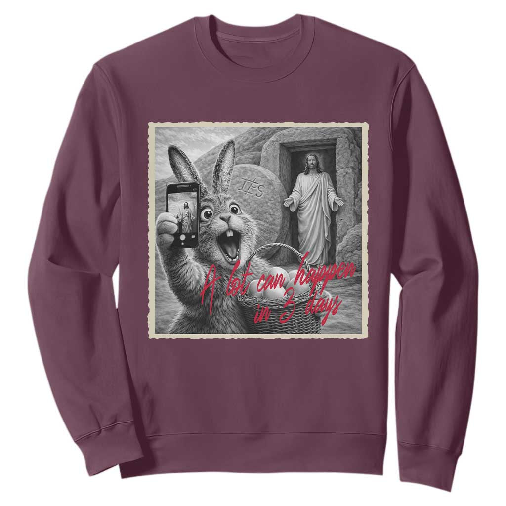 Funny Easter Jesus Sweatshirt Christian Jesus Come Back Bunny Selfie TS14 Maroon Print Your Wear