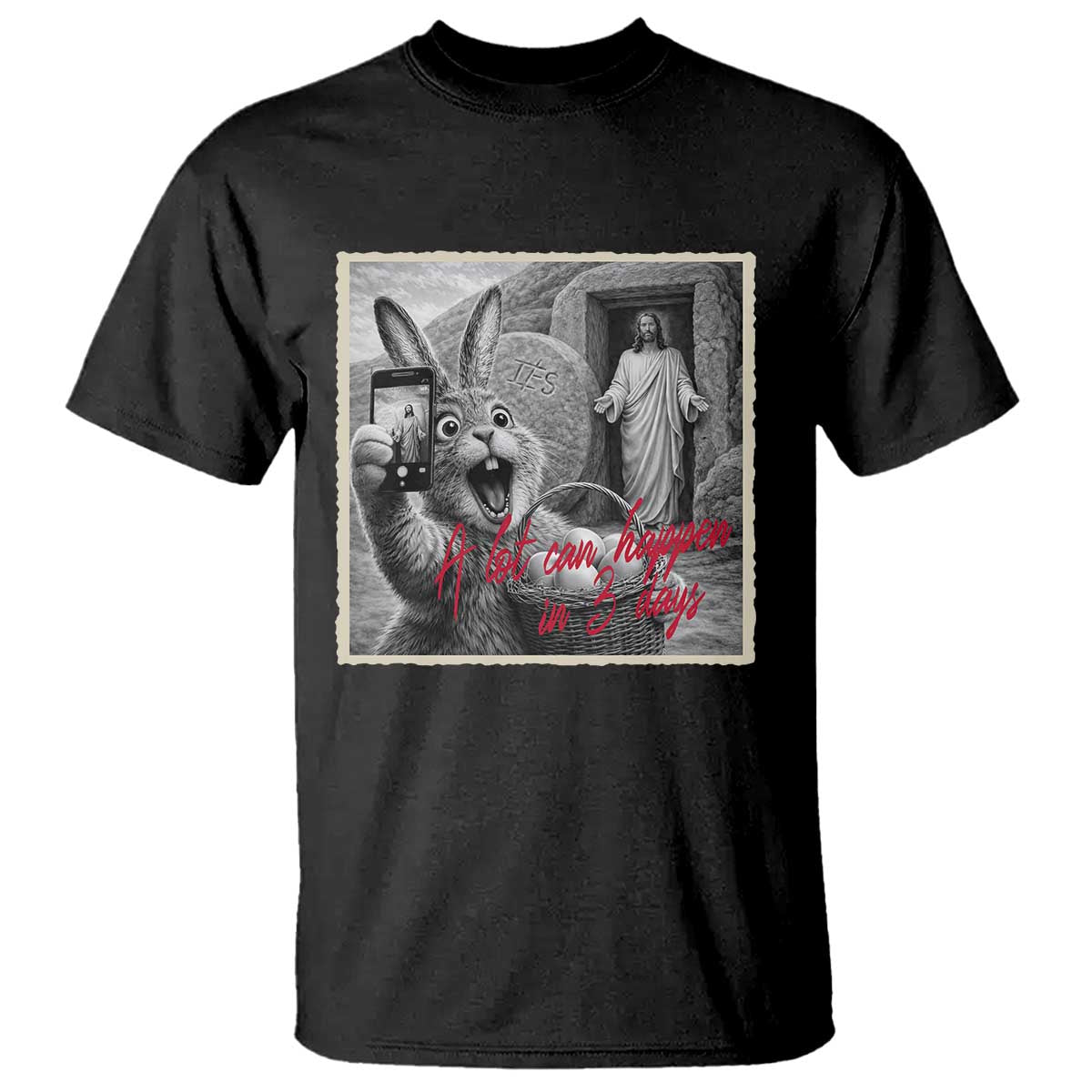 Funny Easter Jesus T Shirt Christian Jesus Come Back Bunny Selfie TS14 Black Print Your Wear