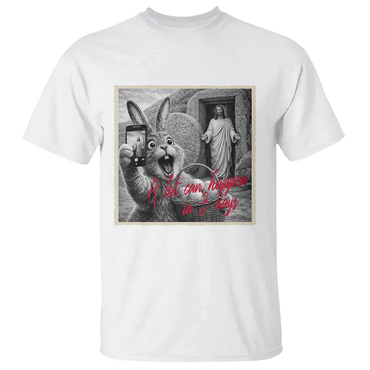 Funny Easter Jesus T Shirt Christian Jesus Come Back Bunny Selfie TS14 White Print Your Wear