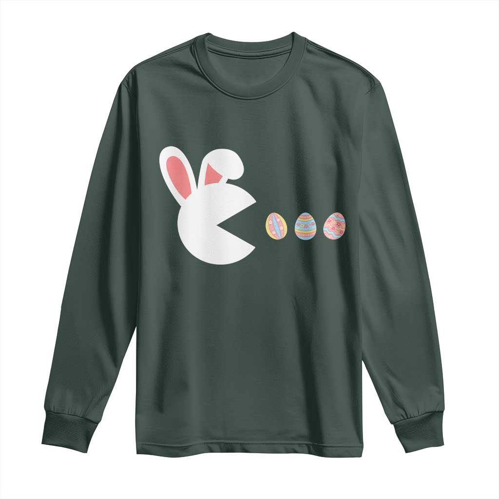 Funny Easter Long Sleeve Shirt Bunny Gamer Egg Hunter TS14 Dark Forest Green Print Your Wear