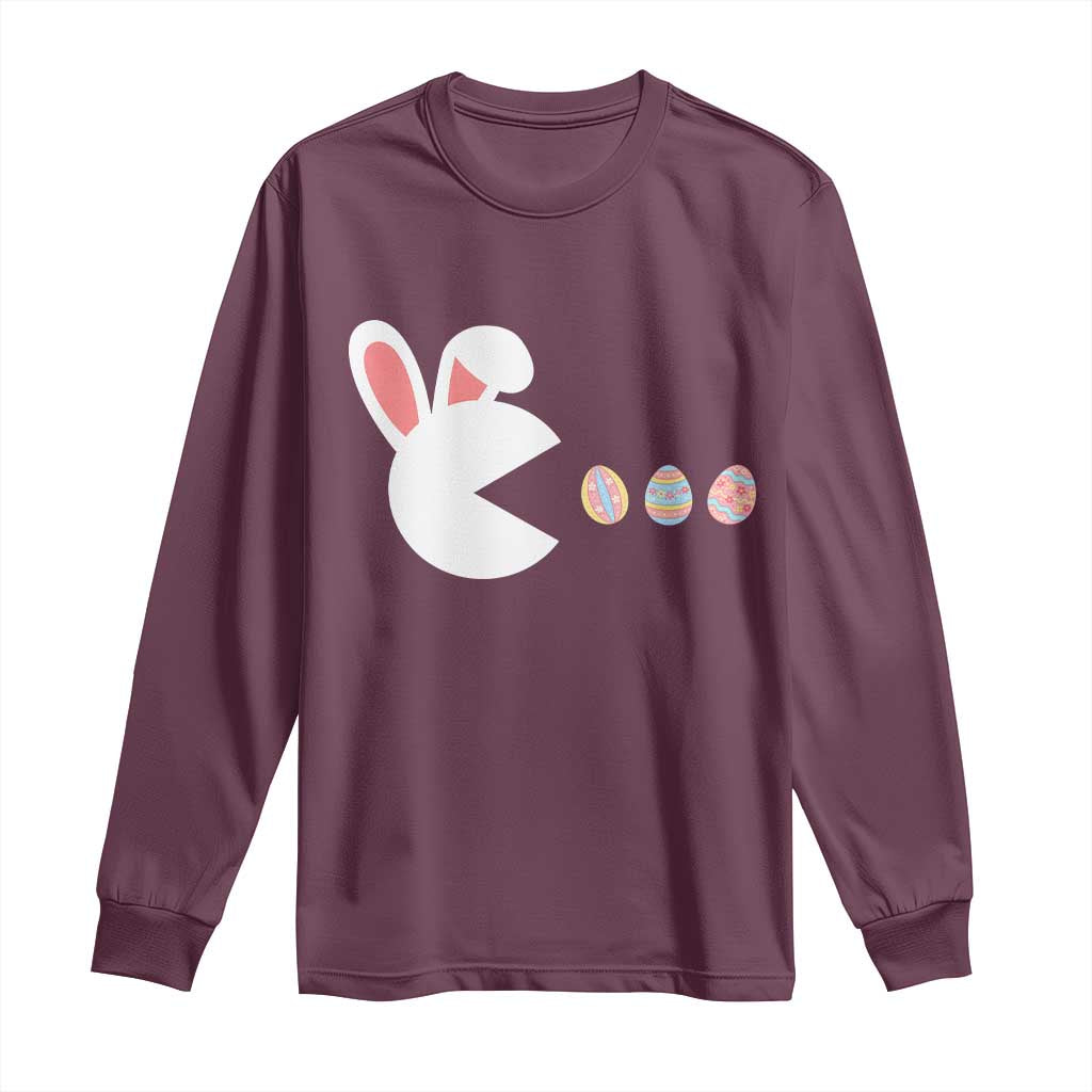 Funny Easter Long Sleeve Shirt Bunny Gamer Egg Hunter TS14 Maroon Print Your Wear