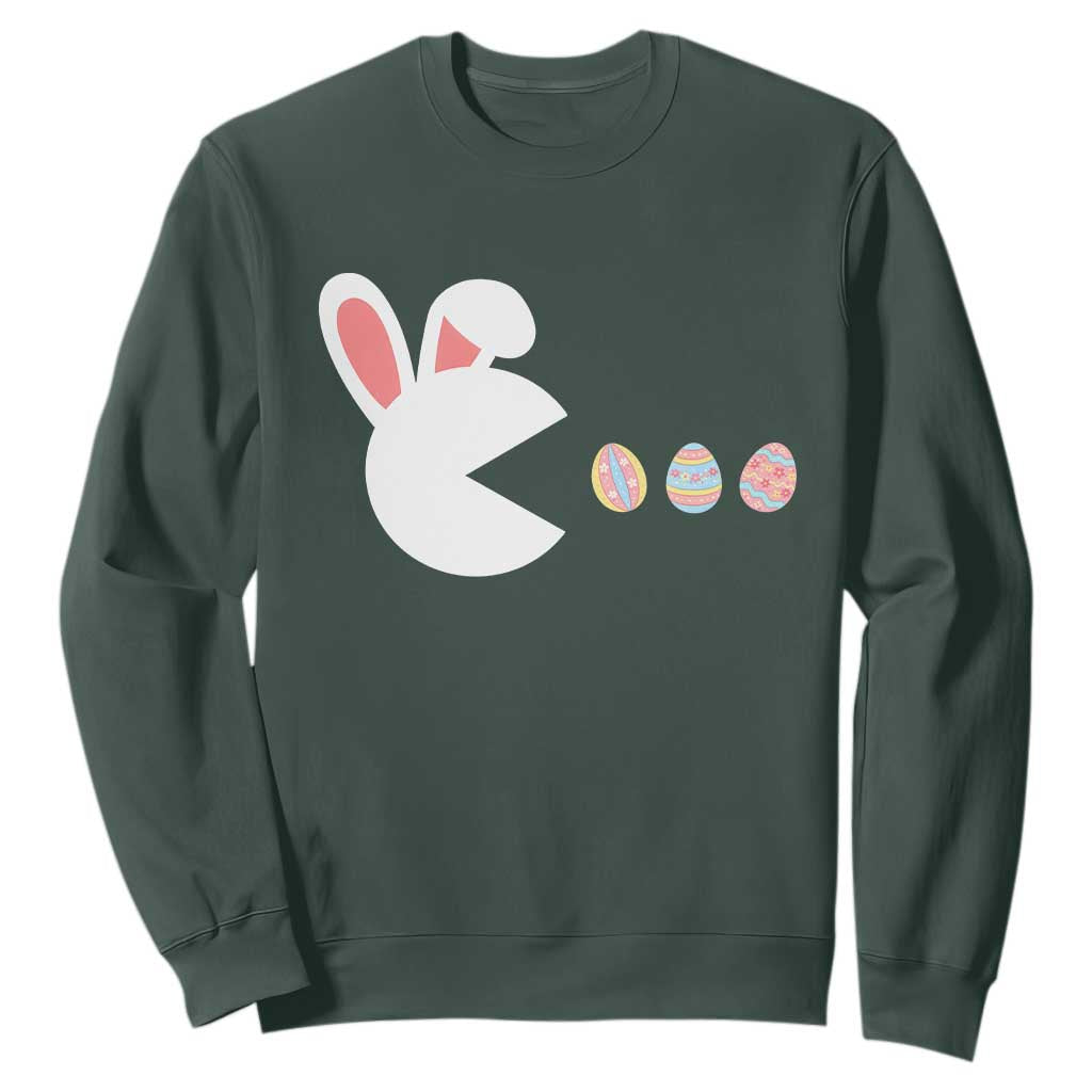 Funny Easter Sweatshirt Bunny Gamer Egg Hunter TS14 Dark Forest Green Print Your Wear