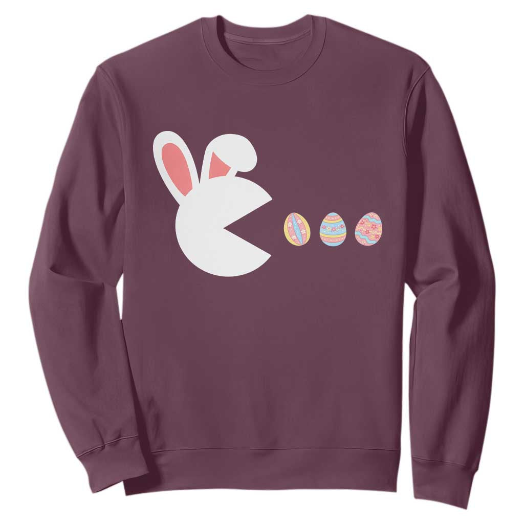 Funny Easter Sweatshirt Bunny Gamer Egg Hunter TS14 Maroon Print Your Wear