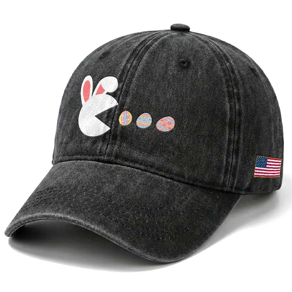Funny Easter Washed Cotton Baseball Cap Bunny Gamer Egg Hunter TS14 Print Your Wear