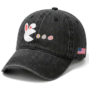 Funny Easter Washed Cotton Baseball Cap Bunny Gamer Egg Hunter TS14 Print Your Wear