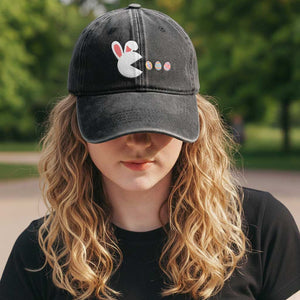 Funny Easter Washed Cotton Baseball Cap Bunny Gamer Egg Hunter TS14 Print Your Wear