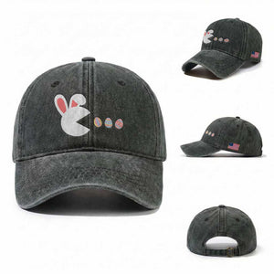 Funny Easter Washed Cotton Baseball Cap Bunny Gamer Egg Hunter TS14 Washed Cap Universal Fit Dark Green Print Your Wear