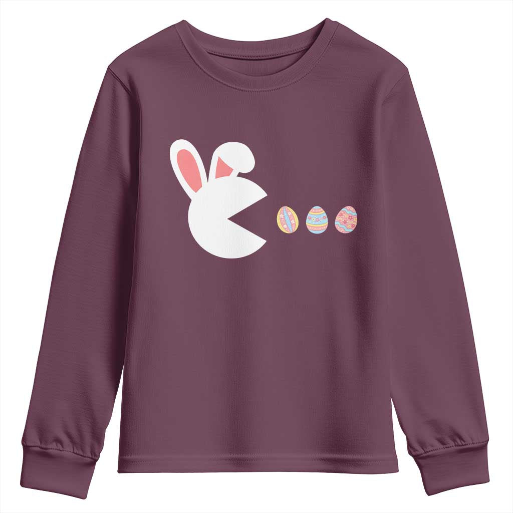 Funny Easter Youth Sweatshirt Bunny Gamer Egg Hunter TS14 Maroon Print Your Wear