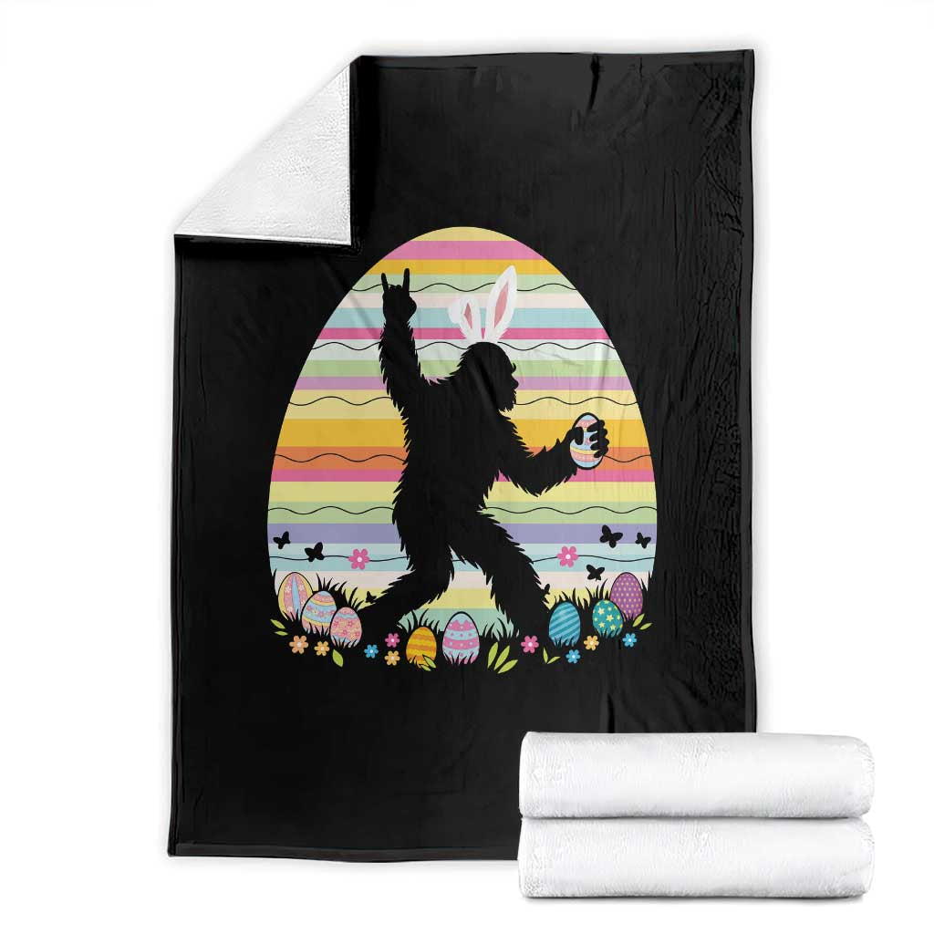 Funny Bigfot Easter Throw Blanket Sasquatch Rock On Rabbit TS14 Black Print Your Wear