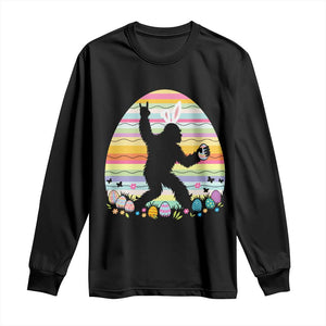 Funny Bigfot Easter Long Sleeve Shirt Sasquatch Rock On Rabbit TS14 Black Print Your Wear