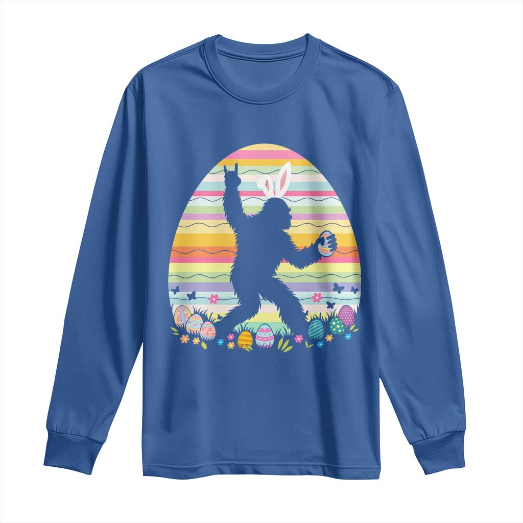 Funny Bigfot Easter Long Sleeve Shirt Sasquatch Rock On Rabbit TS14 Royal Blue Print Your Wear