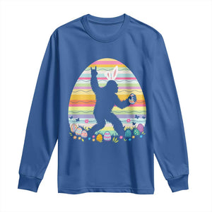 Funny Bigfot Easter Long Sleeve Shirt Sasquatch Rock On Rabbit TS14 Royal Blue Print Your Wear