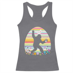Funny Bigfot Easter Racerback Tank Top Sasquatch Rock On Rabbit TS14 Charcoal Print Your Wear
