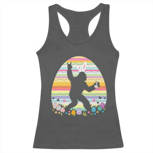 Funny Bigfot Easter Racerback Tank Top Sasquatch Rock On Rabbit TS14 Dark Heather Print Your Wear