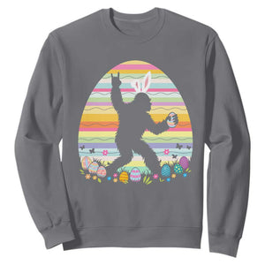 Funny Bigfot Easter Sweatshirt Sasquatch Rock On Rabbit TS14 Charcoal Print Your Wear