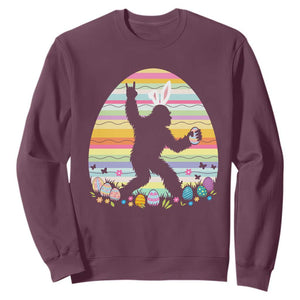 Funny Bigfot Easter Sweatshirt Sasquatch Rock On Rabbit TS14 Maroon Print Your Wear